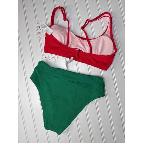 NWT Cupshe Two Piece Swimsuit Bikini Bralette Triangle High Waist BUNDLE Size S - Picture 3 of 5